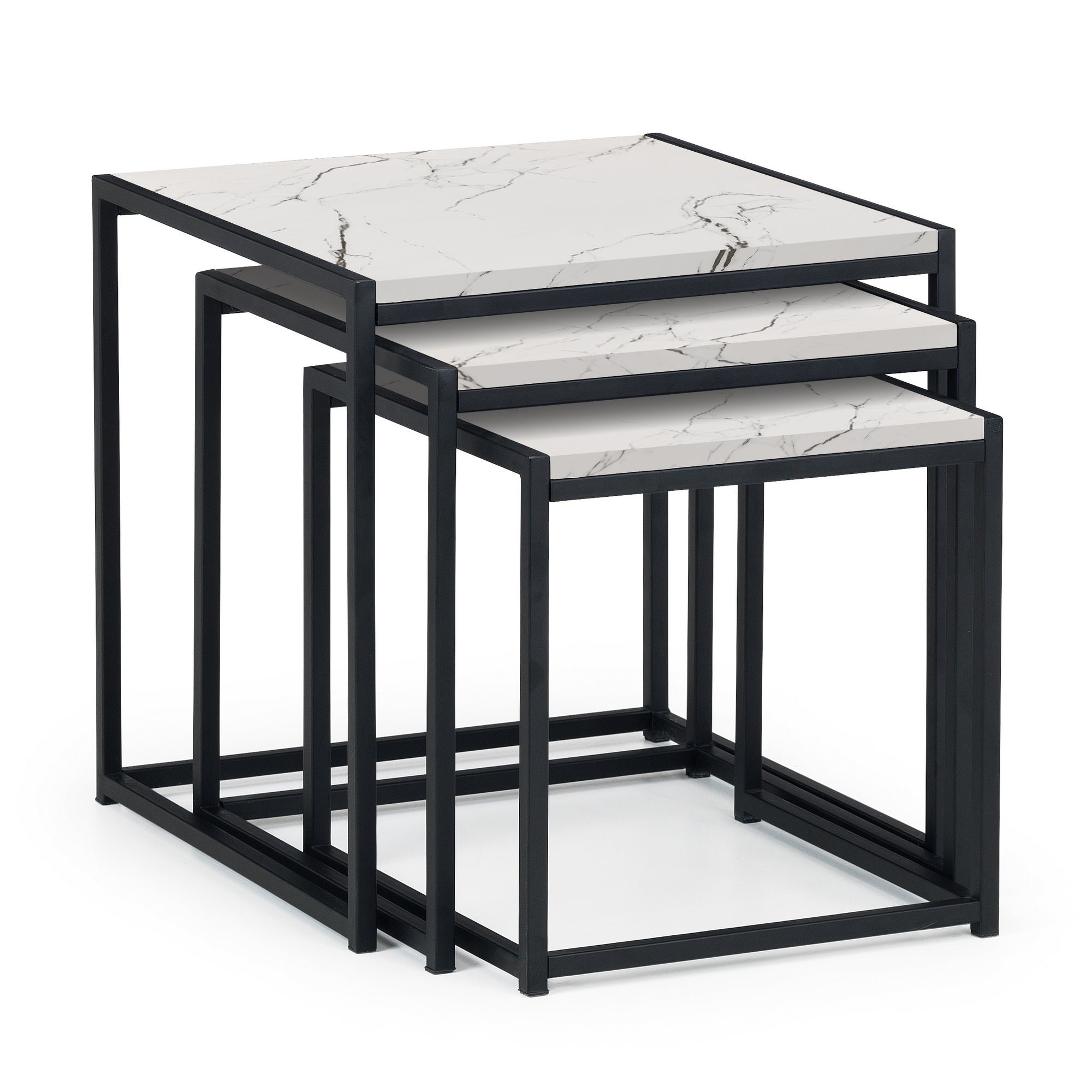 Tribeca Nest of 3 Tables, White Marble