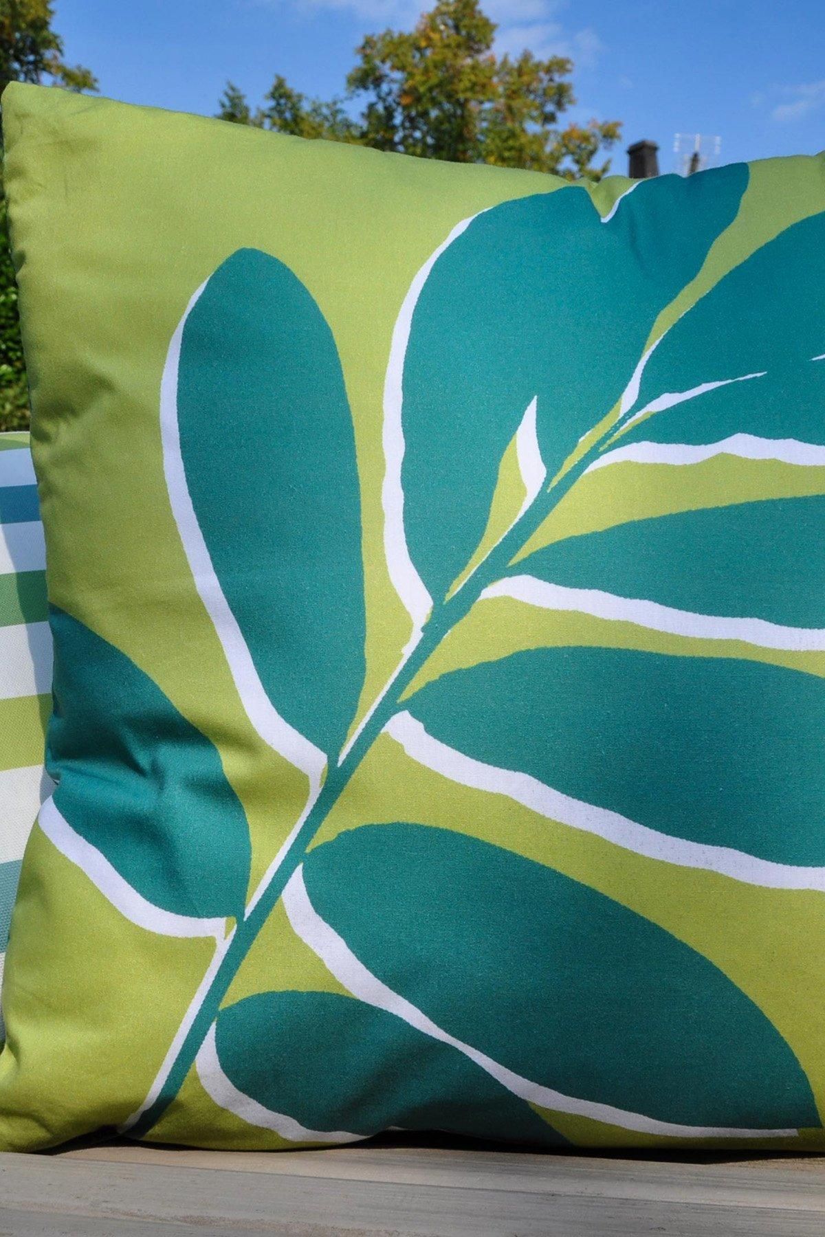 Fusion 'Leaf Print' Water & UV Resistant Filled Cushion in Green