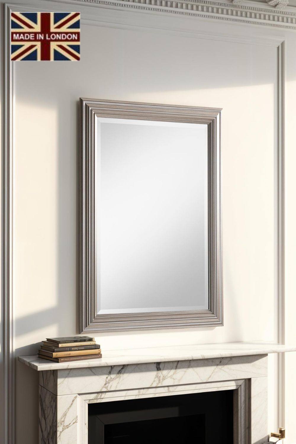 Yearn Mirrors Silvery Champagne Rectangular Mirror 116x90.5cm in Metallic Silver