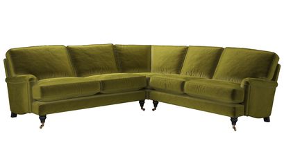 Bluebell Asym. Crn: LHF 2.5 Seat w RHF 2 Seat in Olive Cotton Matt Velvet - sofa.com
