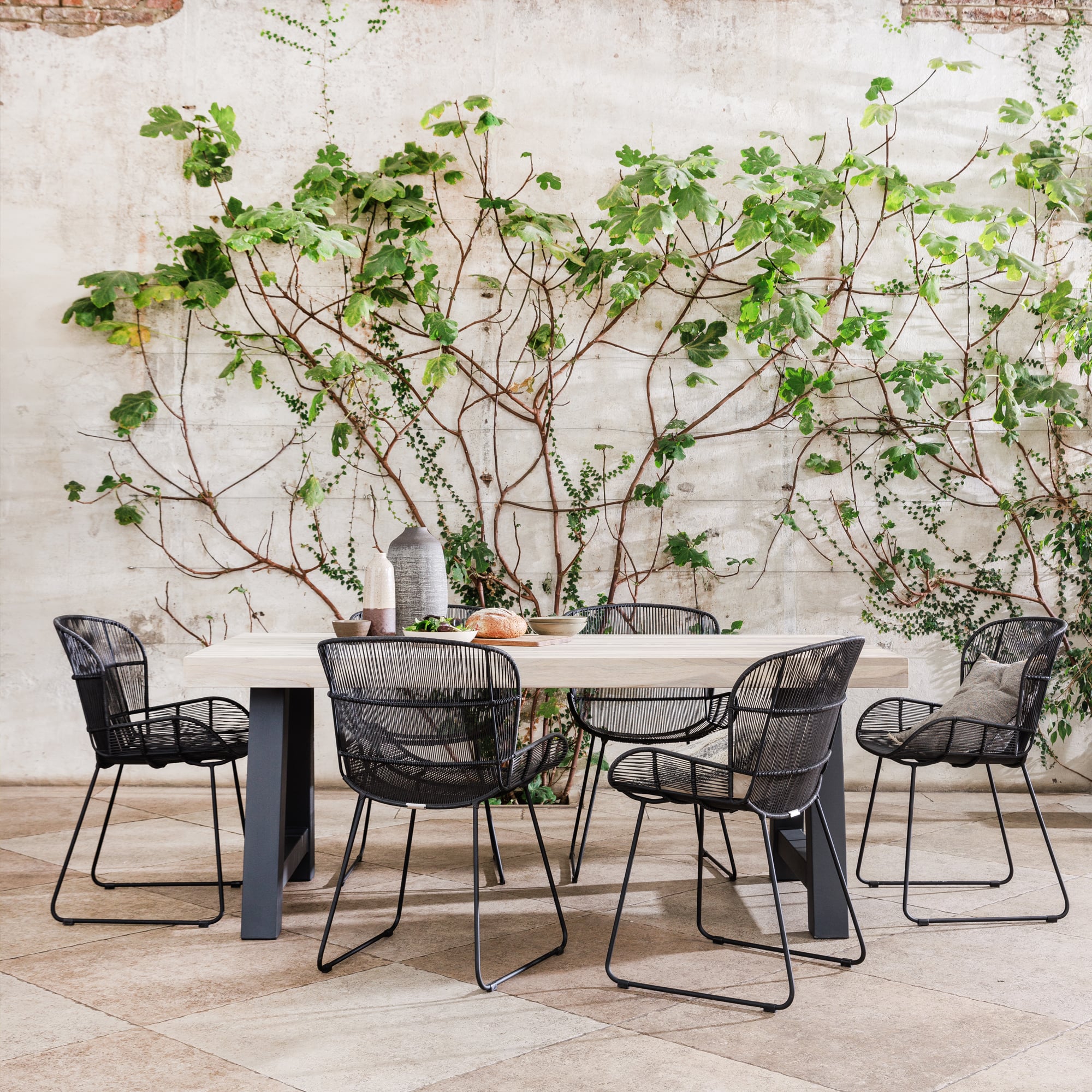 Beach Dining Table, Teak, Black | Barker & Stonehouse
