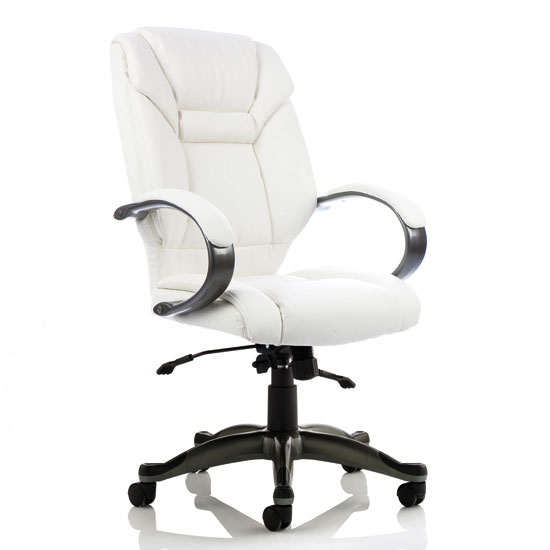Galloway Leather Executive Office Chair In White With Arms