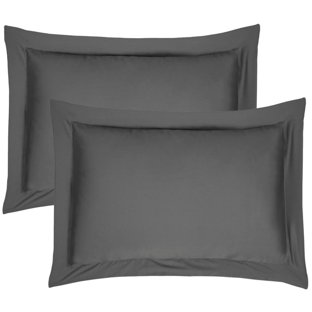 Smart Living 100% Cotton Sateen 300 Thread Count Anti-Allergy Oxford Pillowcases in Charcoal