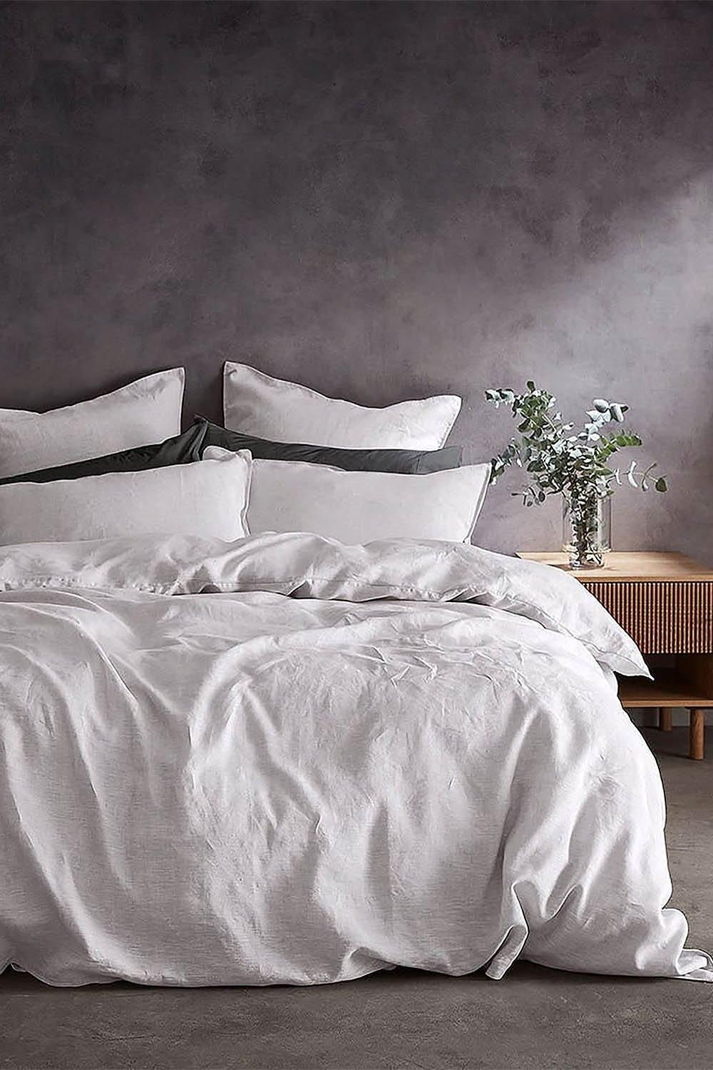 Lazy Linen 'Pure Washed Linen' Pillowcase Pair in White