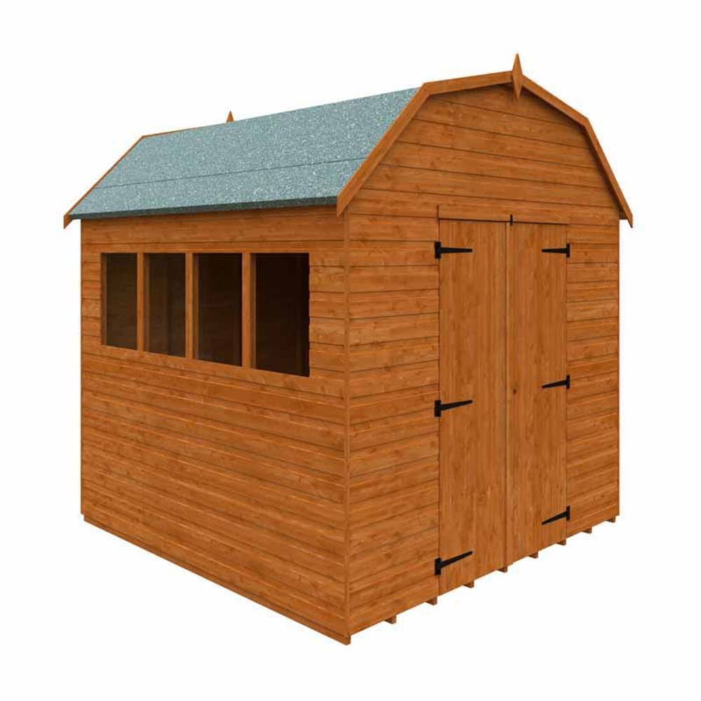 Buttercup Farm 8 x 8 Feet Barn 12mm Shed - Solid Wood/Softwood/Pine in Burnt Orange