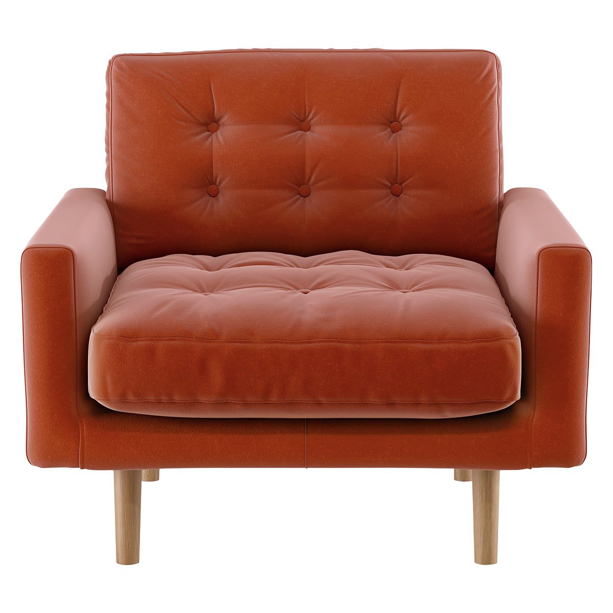 Habitat Fenner Orange Velvet Fabric Armchair