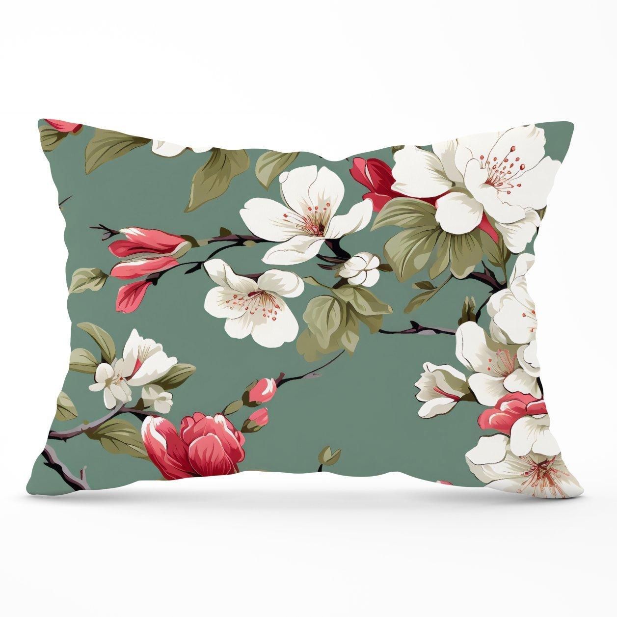 Warren Reed - Designer Pink & White Blossom Cushions in Green