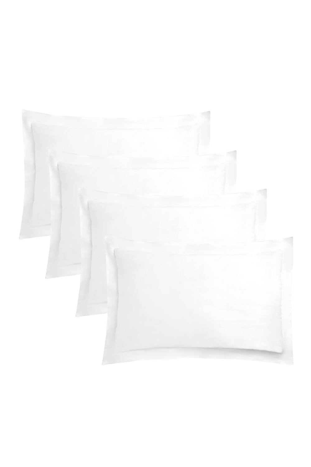 OHS 4 x Soft Cotton Oxford Edge Pillowcases in White