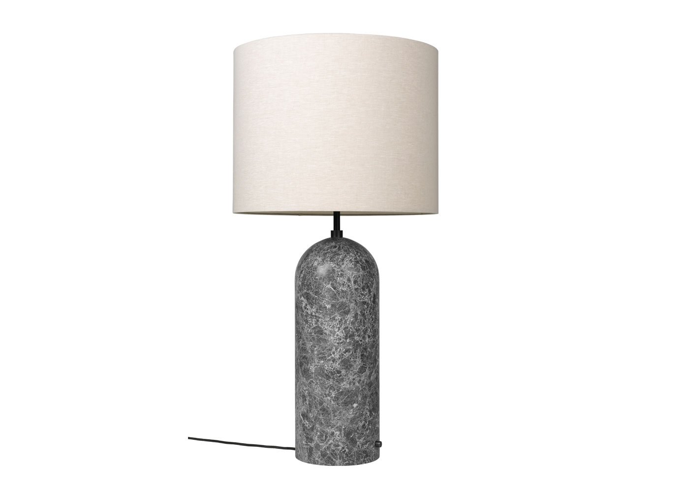Gubi Fol19 Gravity Floor Lamp XL Low Grey Marble Base Canvas Shade