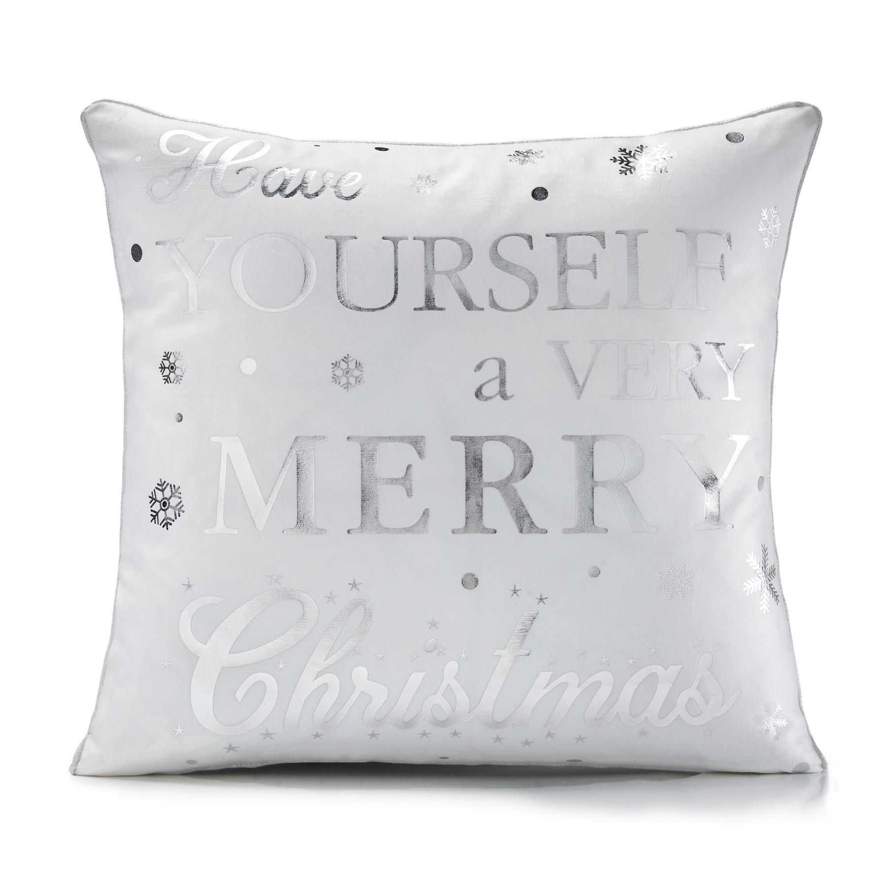 Luxury Living Christmas Message Decorative Cushion Cover 45cm x 45cm in White