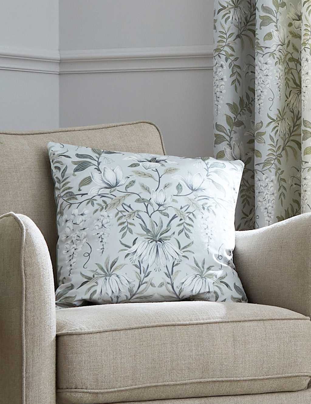 Laura Ashley Velvet Parterre Cushion Green Mix