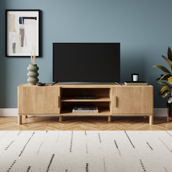 Hatton Extra Wide TV Unit For TVs Up To 75", Oak Effect