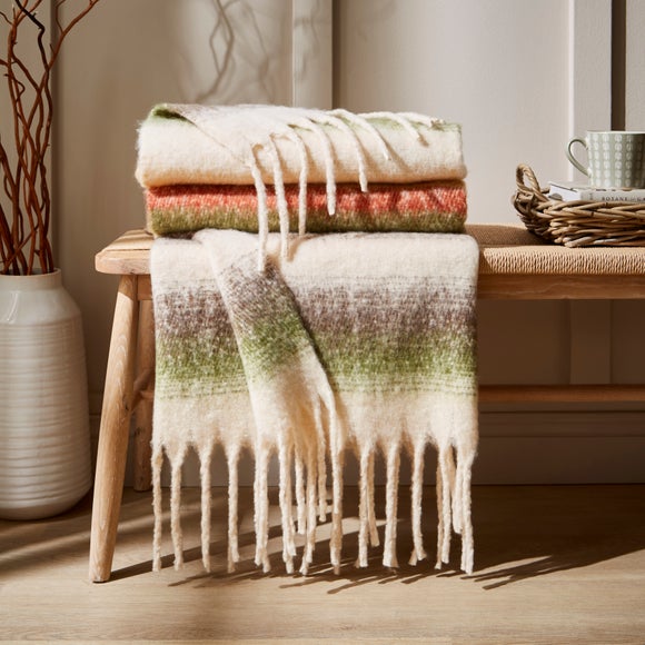 Timeless Ombre Stripe Mohair Throw Blanket, 130cm x 180cm