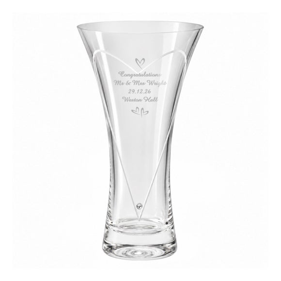 Personalised Hearts Diamond Effect Vase 5