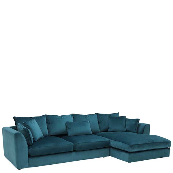 The Harrington Large Luxury Velvet Right Hand Facing Chaise Sofa - Teal - W309 x D172 x H88cm - Barker & Stonehouse