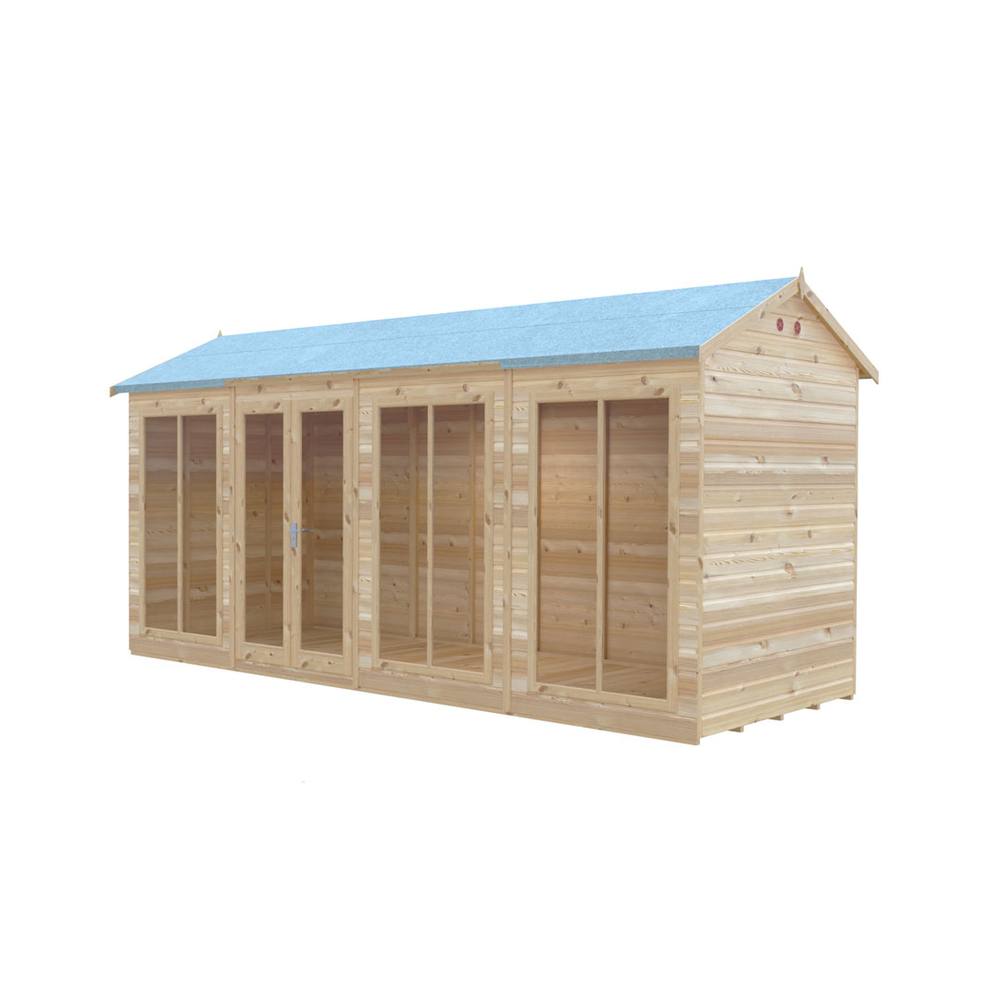 Shires Mayfield 16 x 6 Summerhouse - Wood - L179 x W476 x H240.9 cm in Light Brown 2