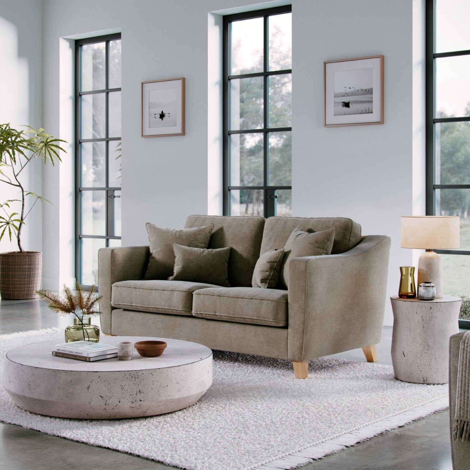The Great Sofa Company Jackson 2 Seater Chenille Sofa in Light Brown