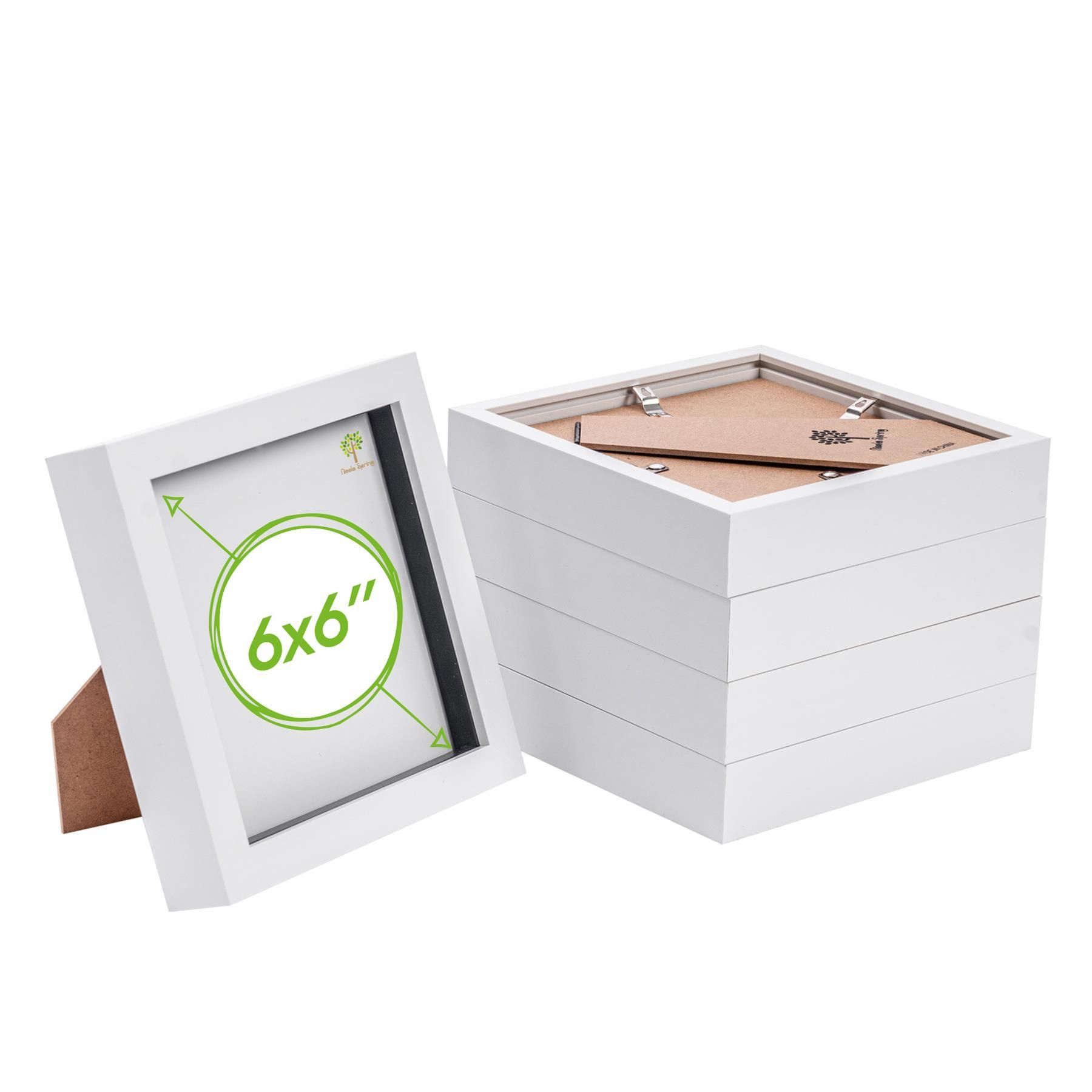Nicola Spring 3D Box Photo Frames - 6" x 6" - Pack of 5 in White