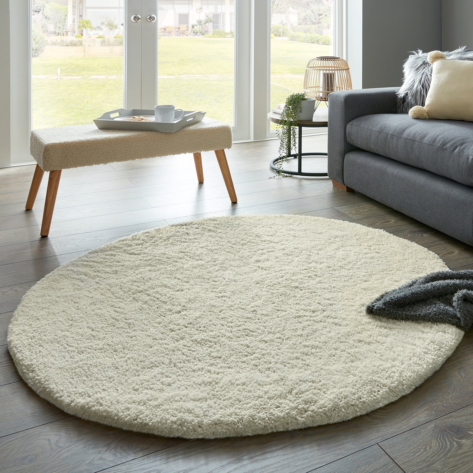 Cosy Teddy Round Rug Cream