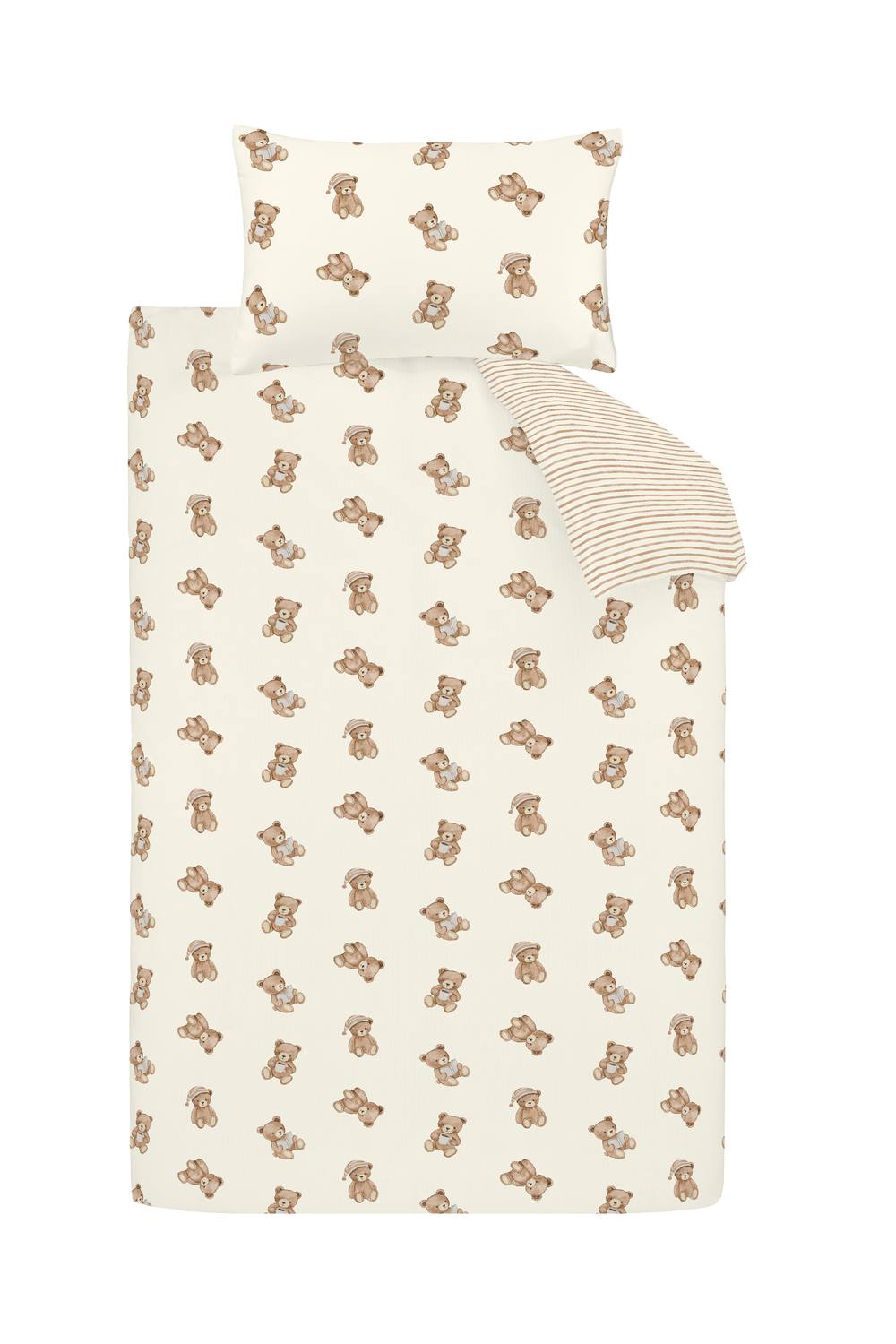 Catherine Lansfield Brushed Teddy Bear Cotton Reversible Duvet Cover Set in Cream 6