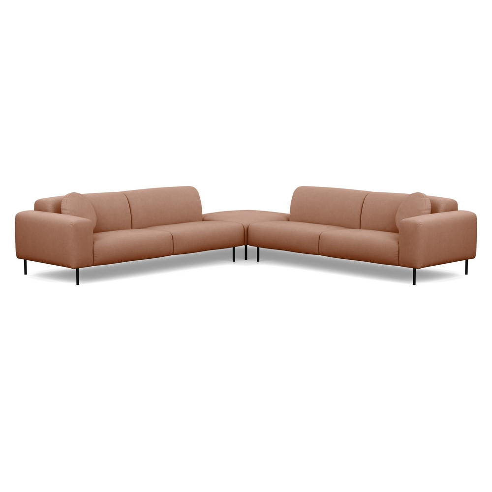 Heal's Luna Large Corner Sofa Siena Cotton Clay Black Feet
