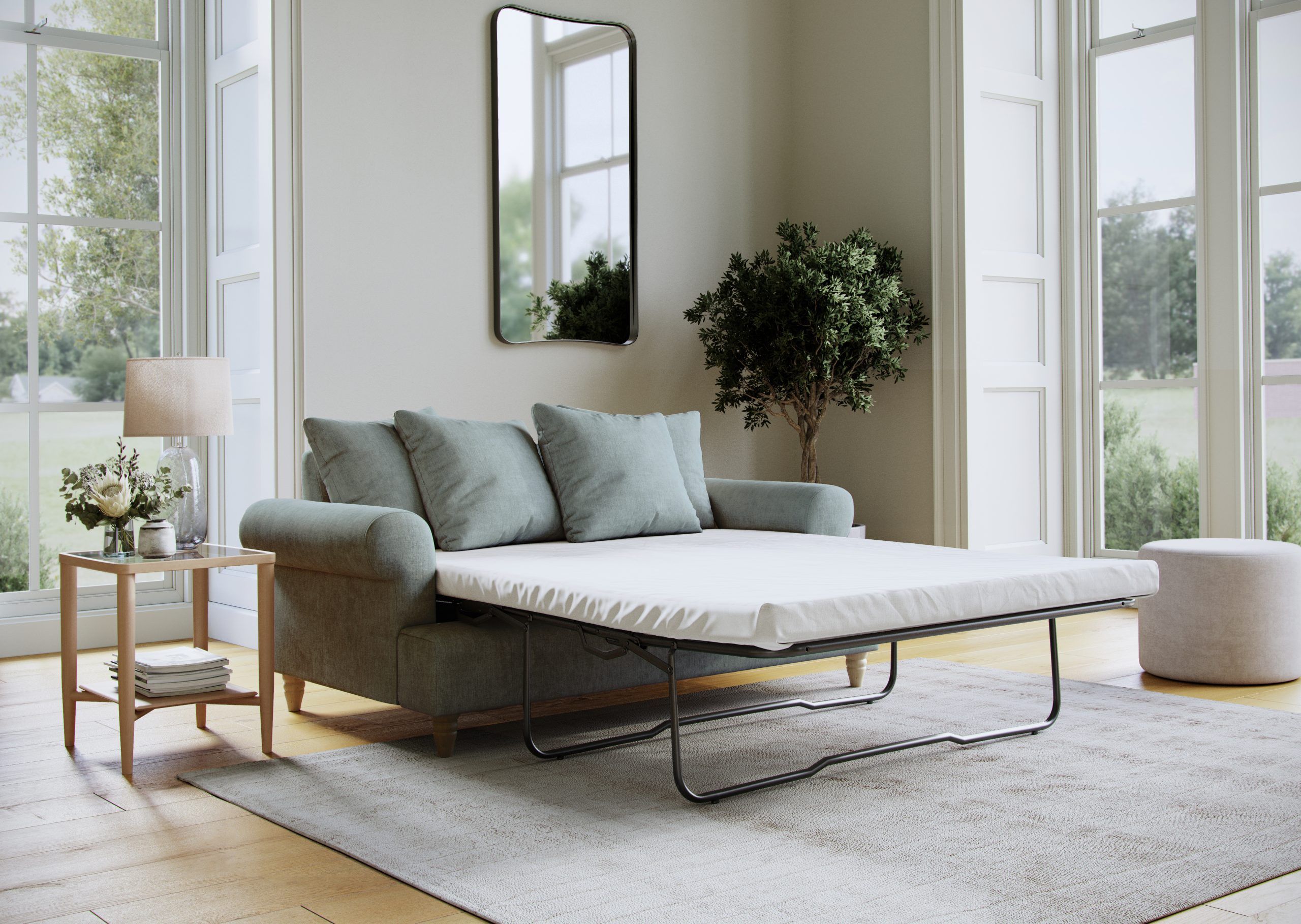 The Great Sofa Company Beatrice Sofa Bed Faro Aqua in Blue
