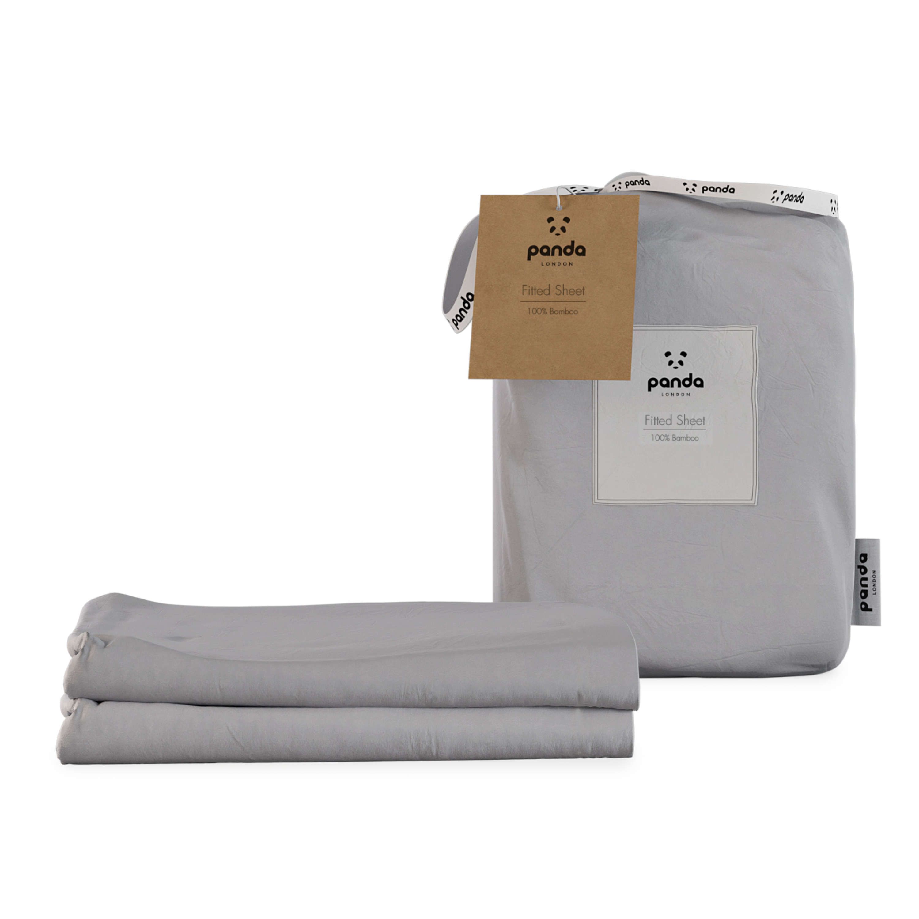 Panda London 100% Bamboo Fitted Sheet - Cot & Cotbed (2-Pack) in Mid Grey
