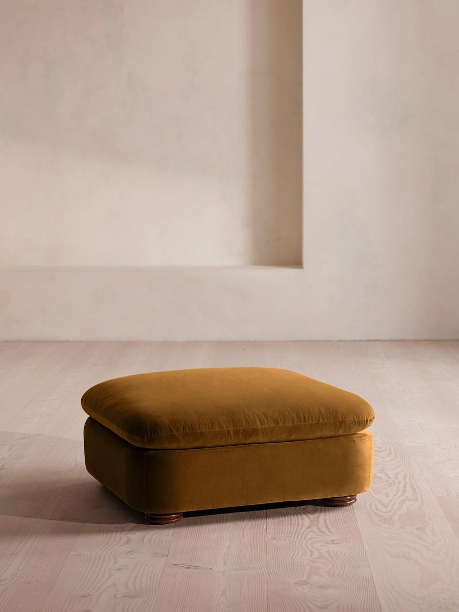 Rava Ottoman, Velvet, Mustard