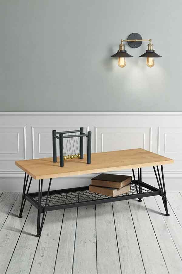 Felix Industrial Coffee Table - Solid oak and steel