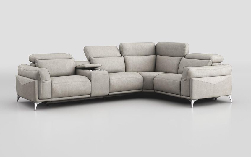 Cream Fabric Gattolino 2 Corner 1 Static Sofa with Manual Head Tilt & Console