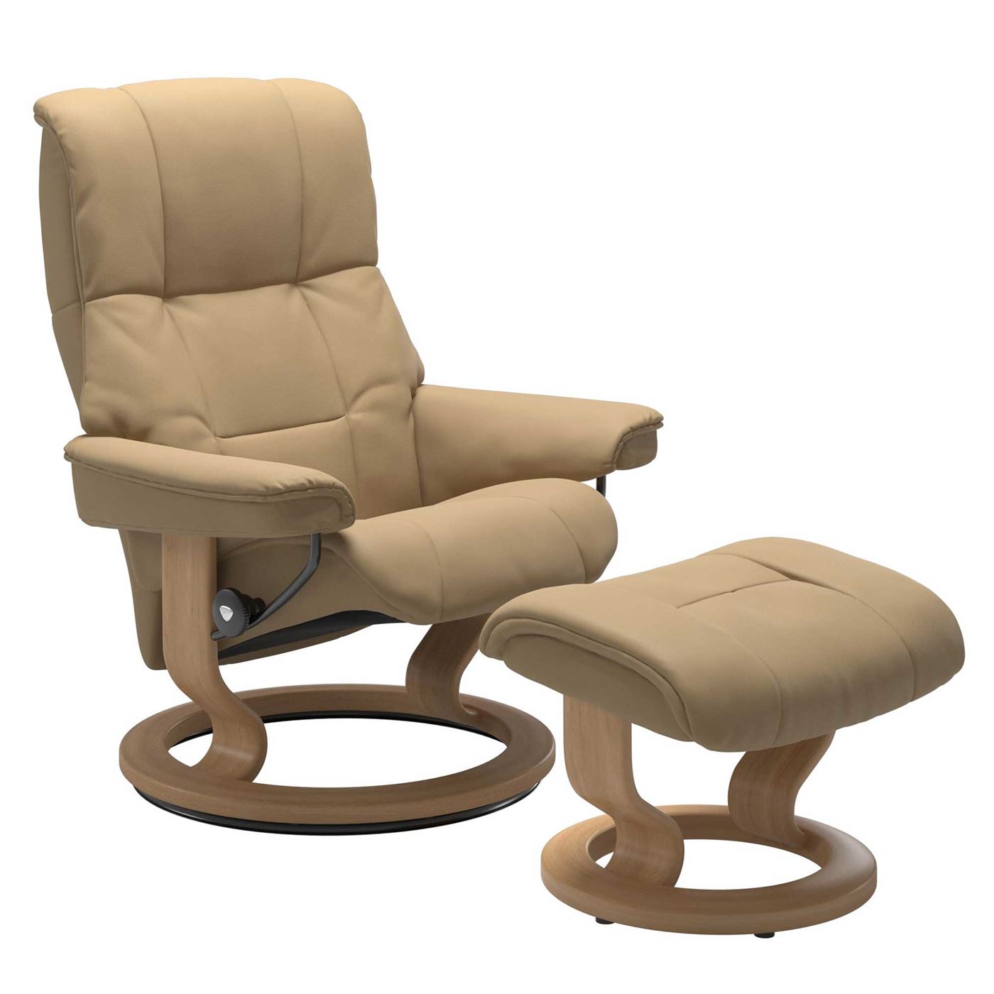 Stressless Mayfair Medium Classic Chair & Stool, Paloma Sand & Oak