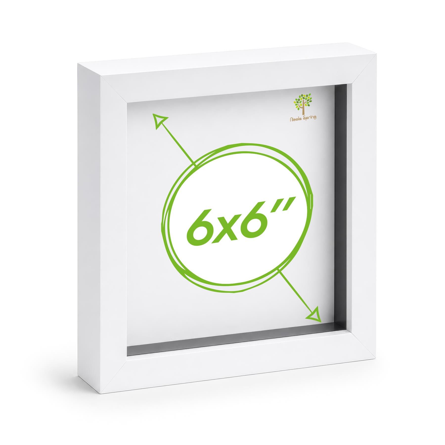 Nicola Spring 3D Box Photo Frame - 6" x 6" - Pack of 1 in White 1