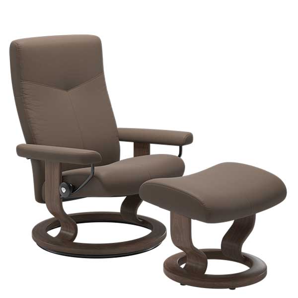 Stressless Large Dover Classic Chair   Stool  Batick Mole and Walnut