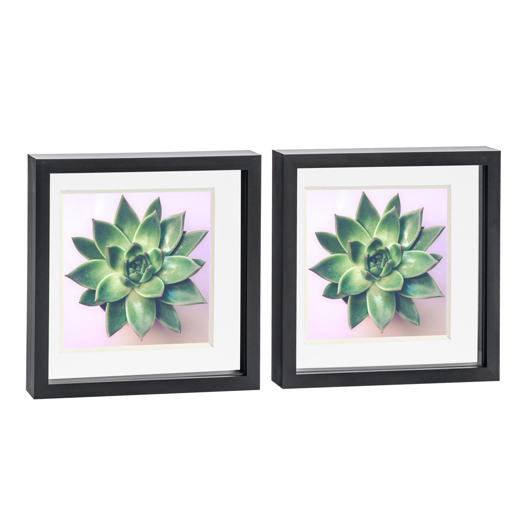 Nicola Spring 10x10" 3D Box Photo Frames 8x8" x2 in White 1
