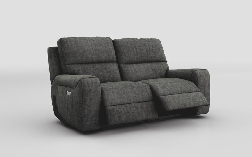 Black Fabric Lugo 2 Seater Power Recliner