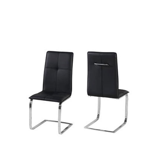 Foster Dining Chair In Black Faux Leather In A Pair