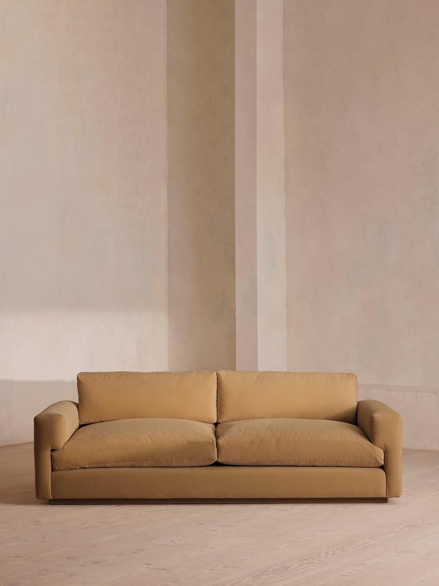 Mossley Three Seater Sofa, Velvet, Camel
