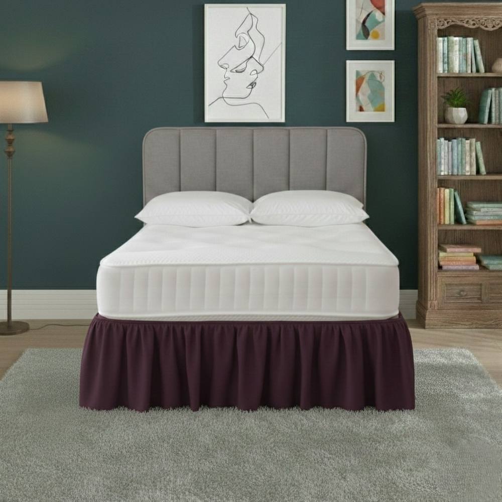 Snug City Base Valance Polycotton Sheet for Divan Beds Easy Care Bed Base Cover in Plum
