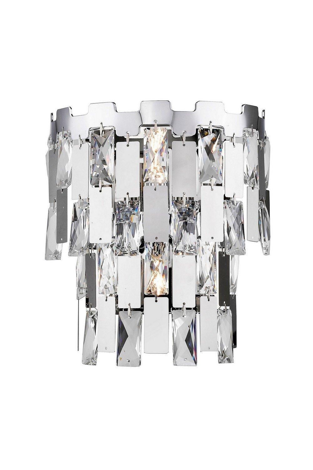 Netlighting Alma 2 Light Wall Lamp Chrome Crystal in Grey