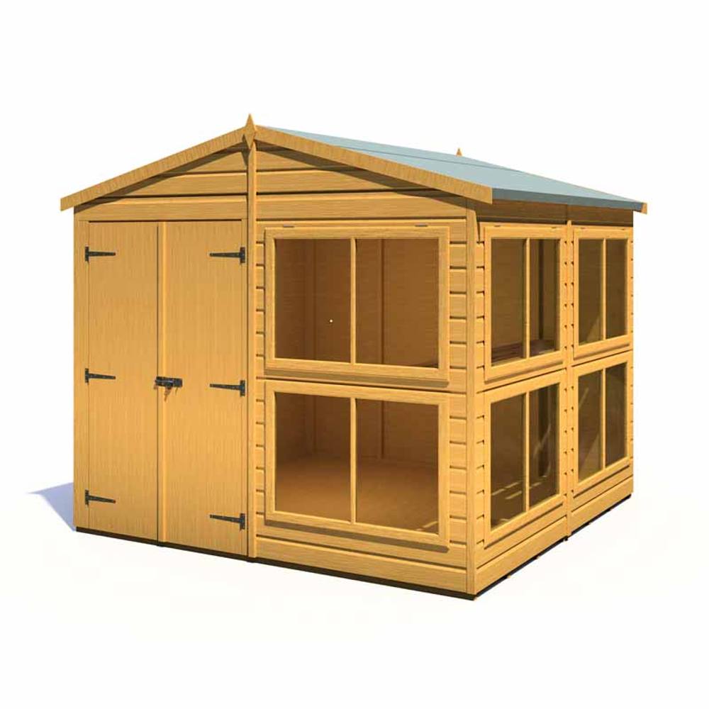 Shires Sun Hut 8 x 8 Feet Potting Shed - L238 x W244.8 x H222.5 cm in Brown 3
