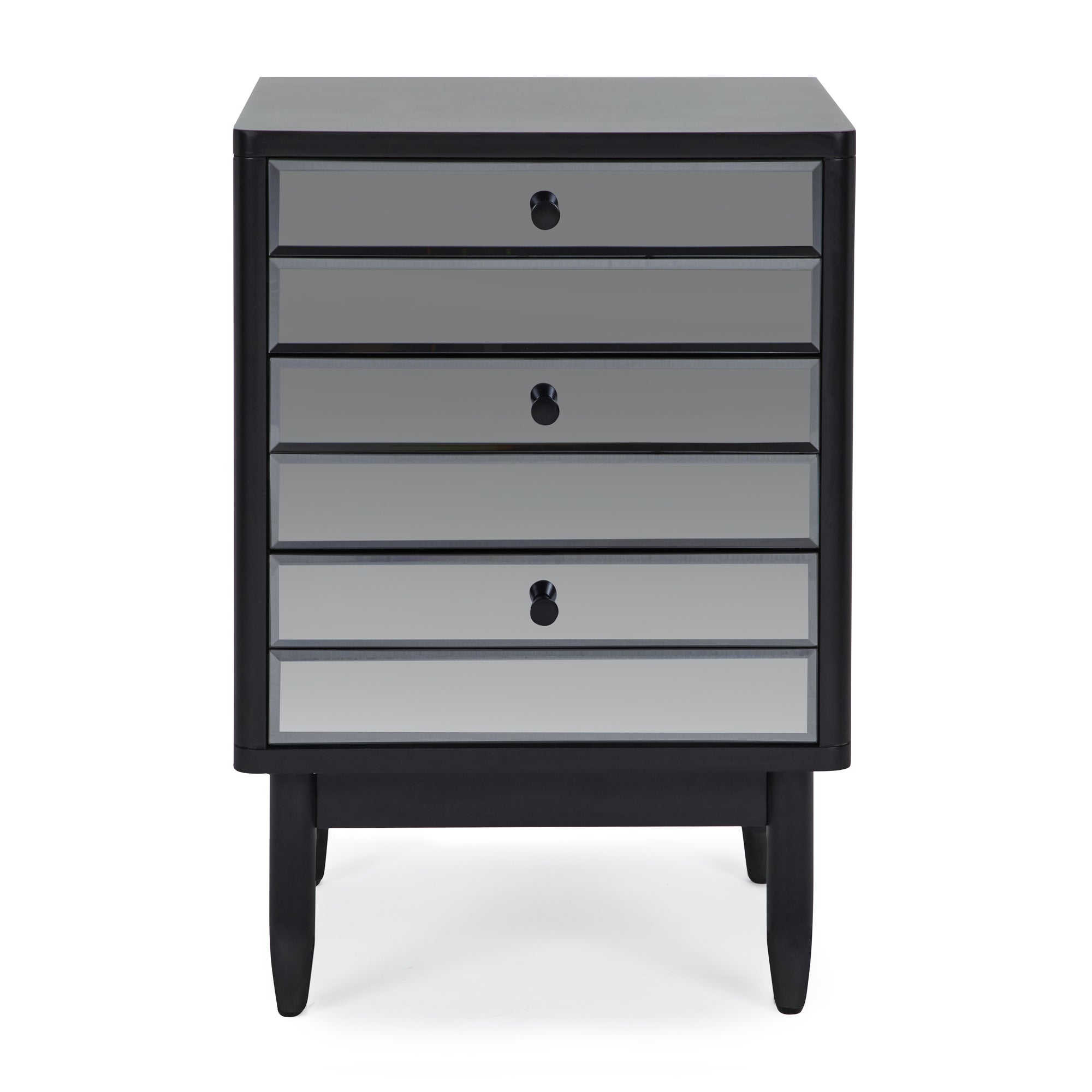 Loren Mirrored 3 Drawer Bedside Black
