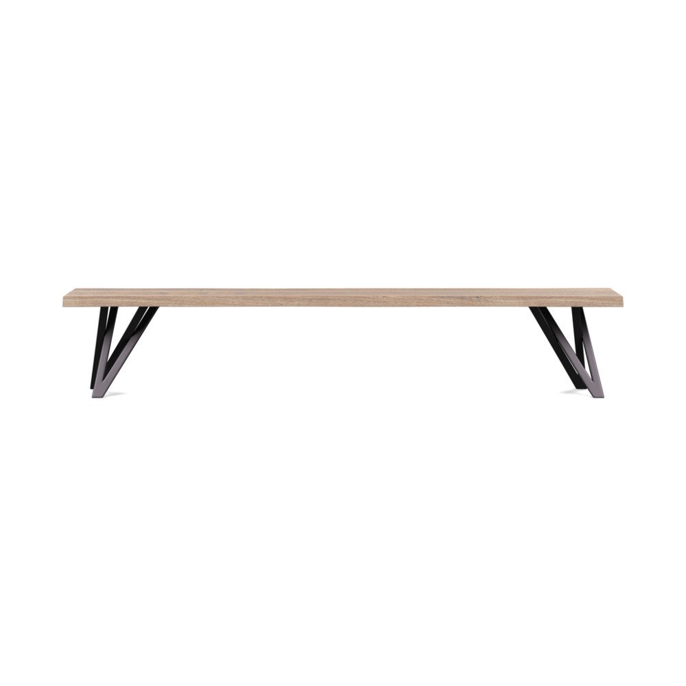 Heal's Vienna Bench 220x35cm Grey Oiled Oak Natural Edge Filled