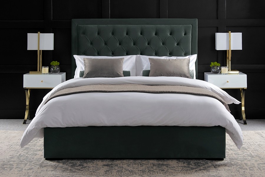 Zeno Upholstered Bed Grey-Blue