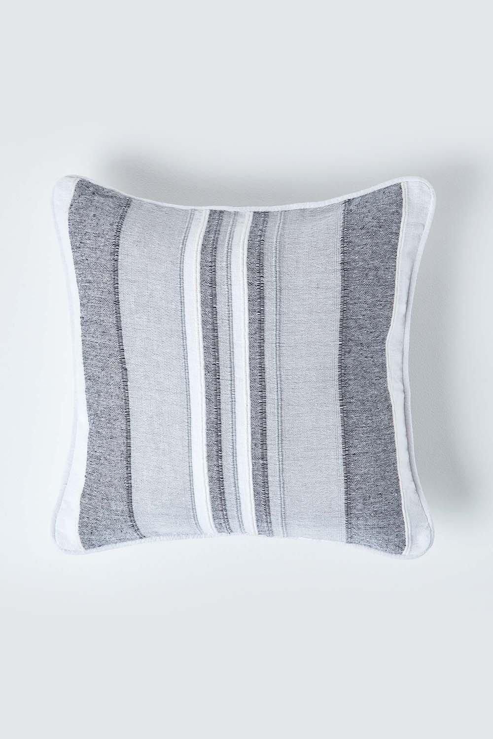 Homescapes Cotton Striped Morocco Cushion Cover in Light Grey