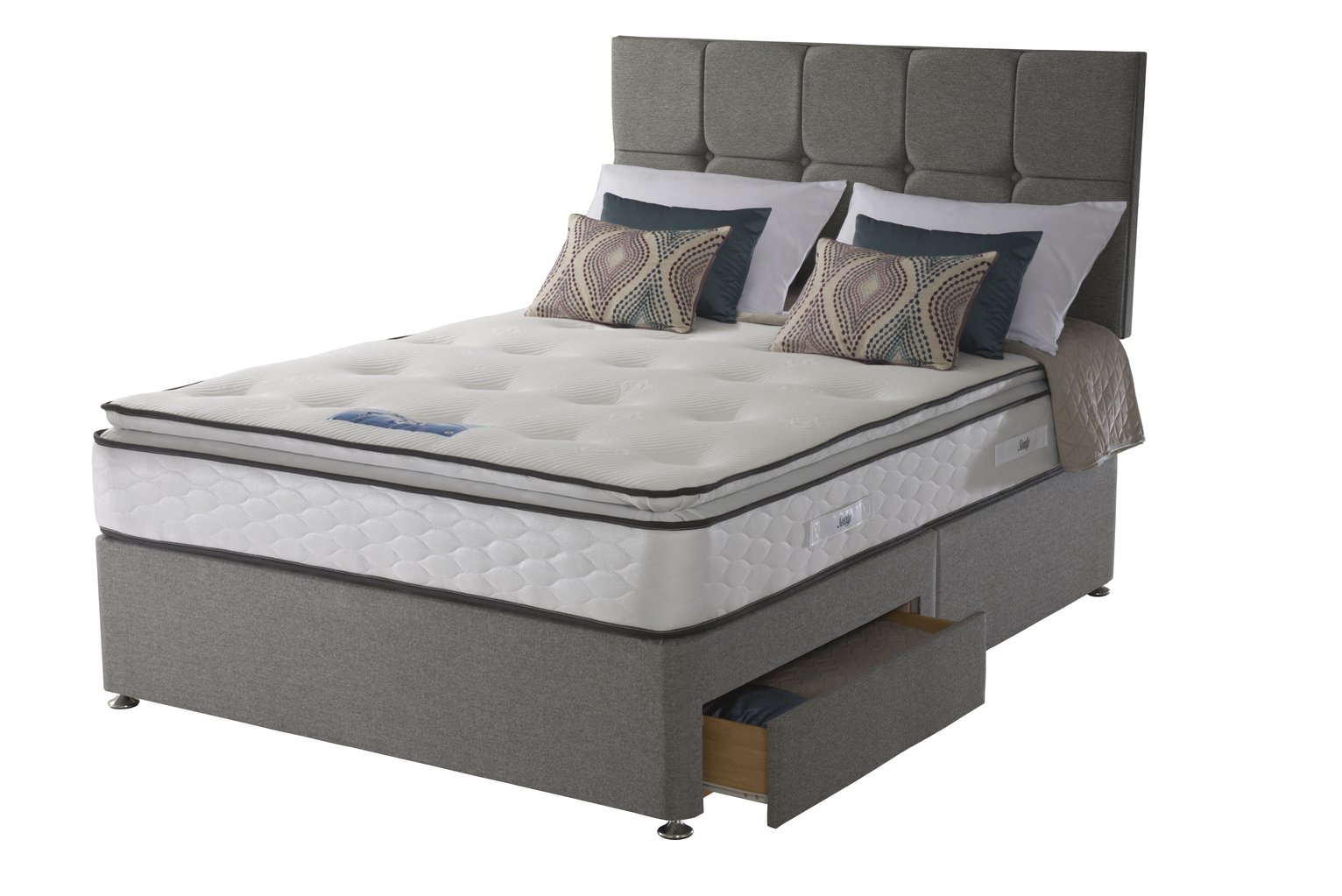 Sealy 1400 Pocket Memory Pillowtop 2 Drawer Double Divan