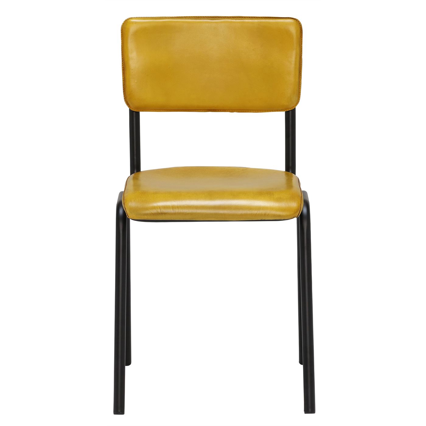 Twyford Dining Chair - Yellow - Leather - Plain - W49 x D44 x H81cm - Barker & Stonehouse