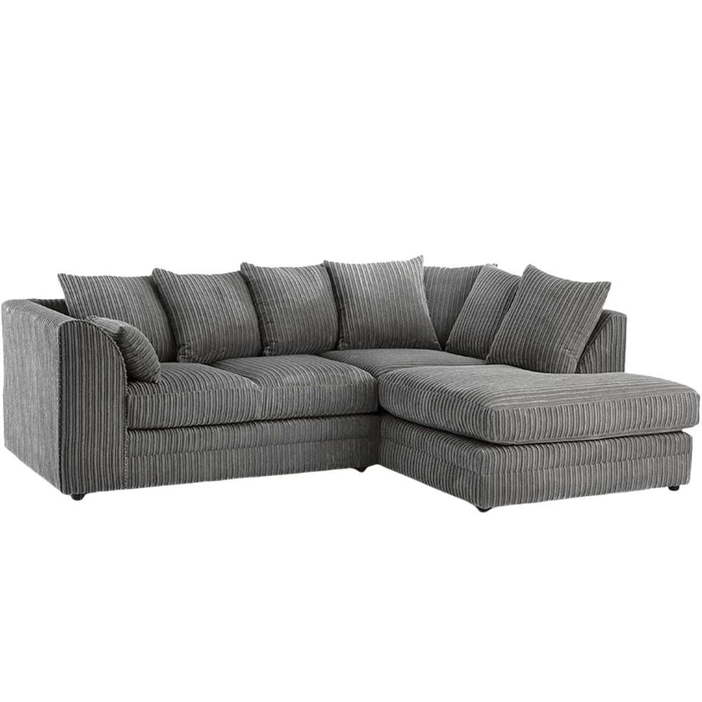 Bliss Furniture Jumbo Cord Scatter Back 4-Seater Right Hand Corner Sofa in Grey Colour