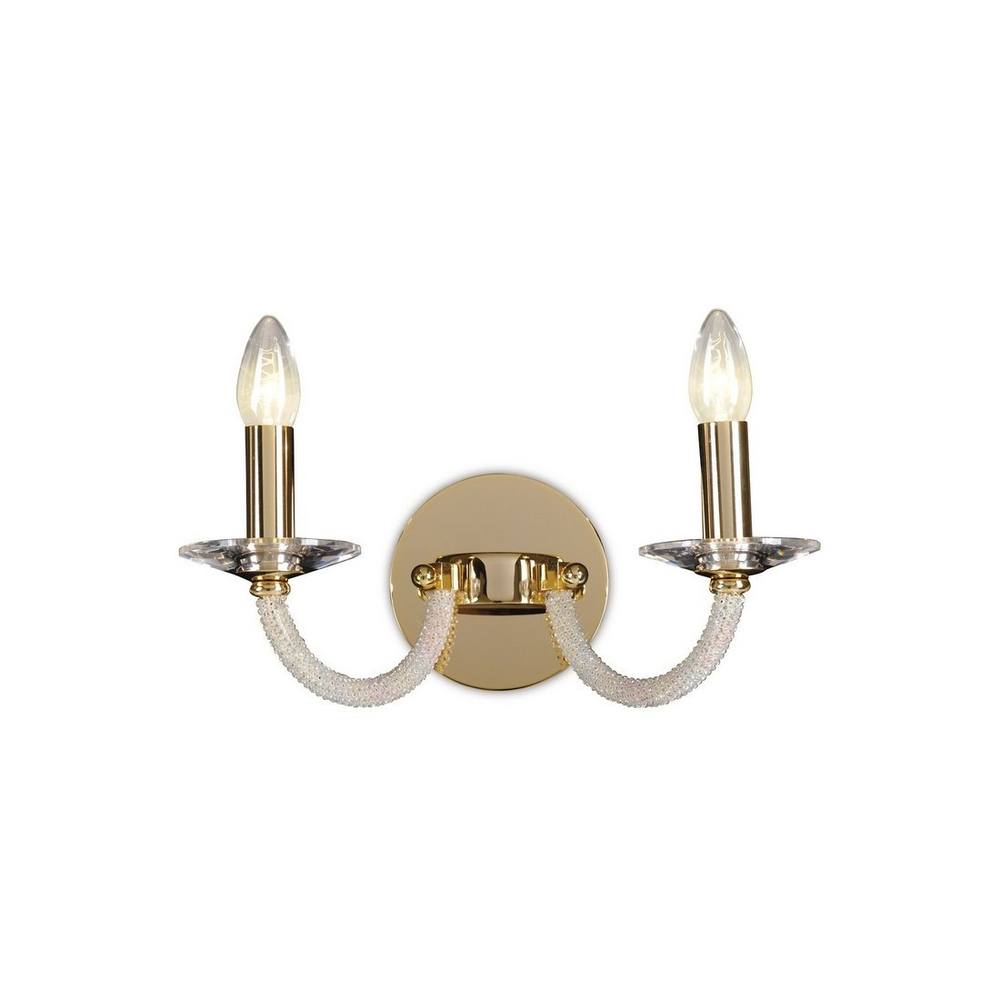 Netlighting Elena Wall Lamp Switched 2 Candle Light Gold Crystal