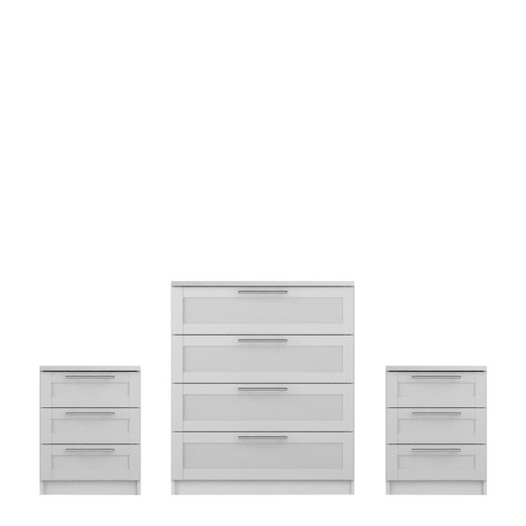 Sudbury Framed 3 Piece Bedroom Furniture Set, White