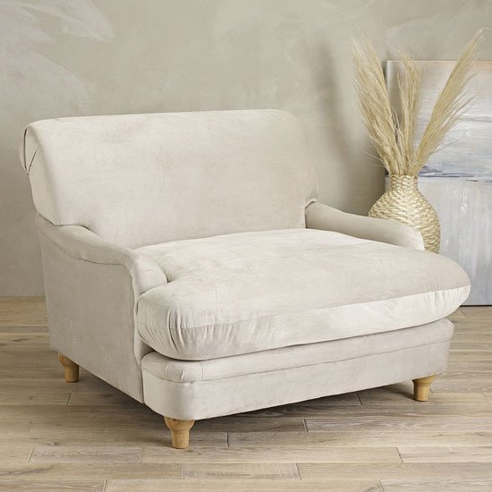 Plumpton Velvet Upholstered Lounge Chair In Beige
